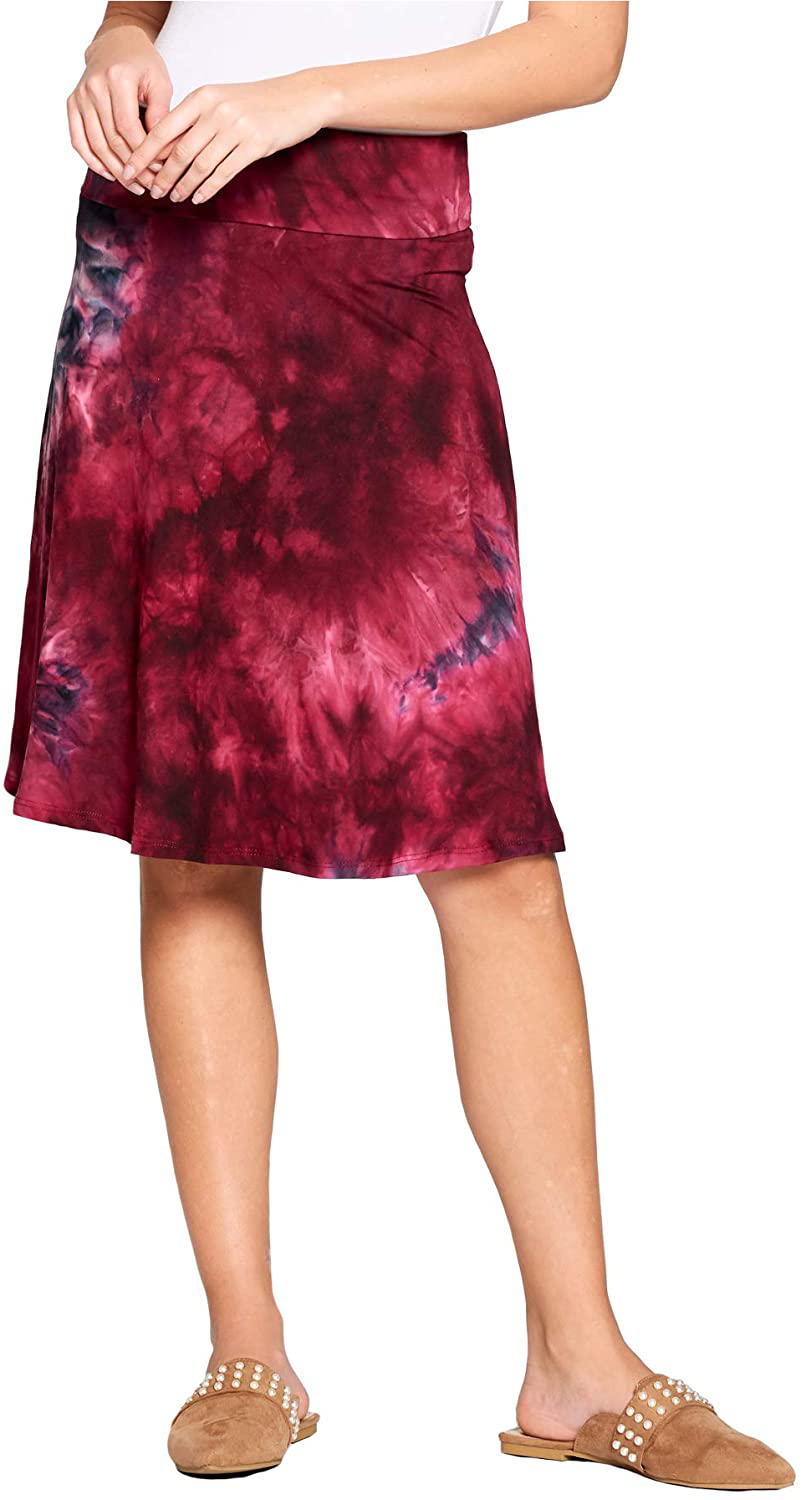 Popana Womens Casual Knee Length A-Line Stretch Midi Skirt Plus Size Made in USA