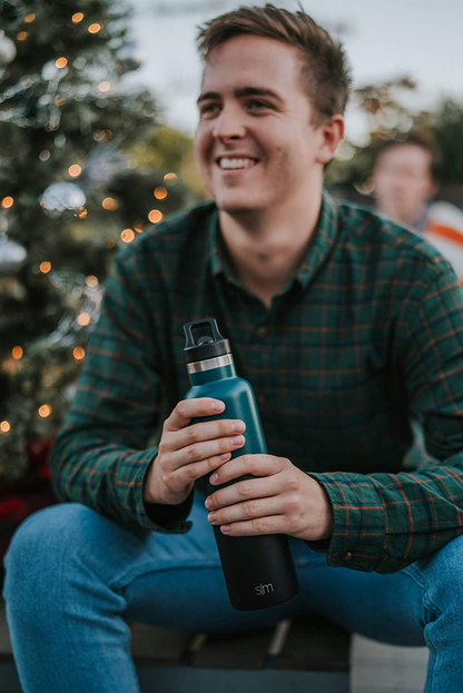 Simple Modern Insulated Water Bottle with Straw Lid Reusable Ascent Narrow Mouth Stainless Steel Thermos Flask, 24oz Straw Lid, Winter White