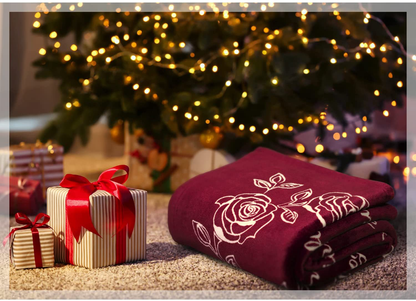 Wife Gift Blanket - I Love You Gifts for Women - Romantic Gifts for Wife Anniversary - Wife Birthday Gifts for Her from Husband for Valentines, Mothers Day or Christmas - Throw 50" x 65" (Merlot Red)