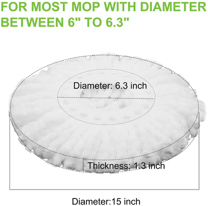GIBTOOL 4 Pack Mop Head Replacement for Hurricane Spin Mop Replacement Head Microfiber Spin Mop Refills Easy Cleaning Round Shape Standard Size