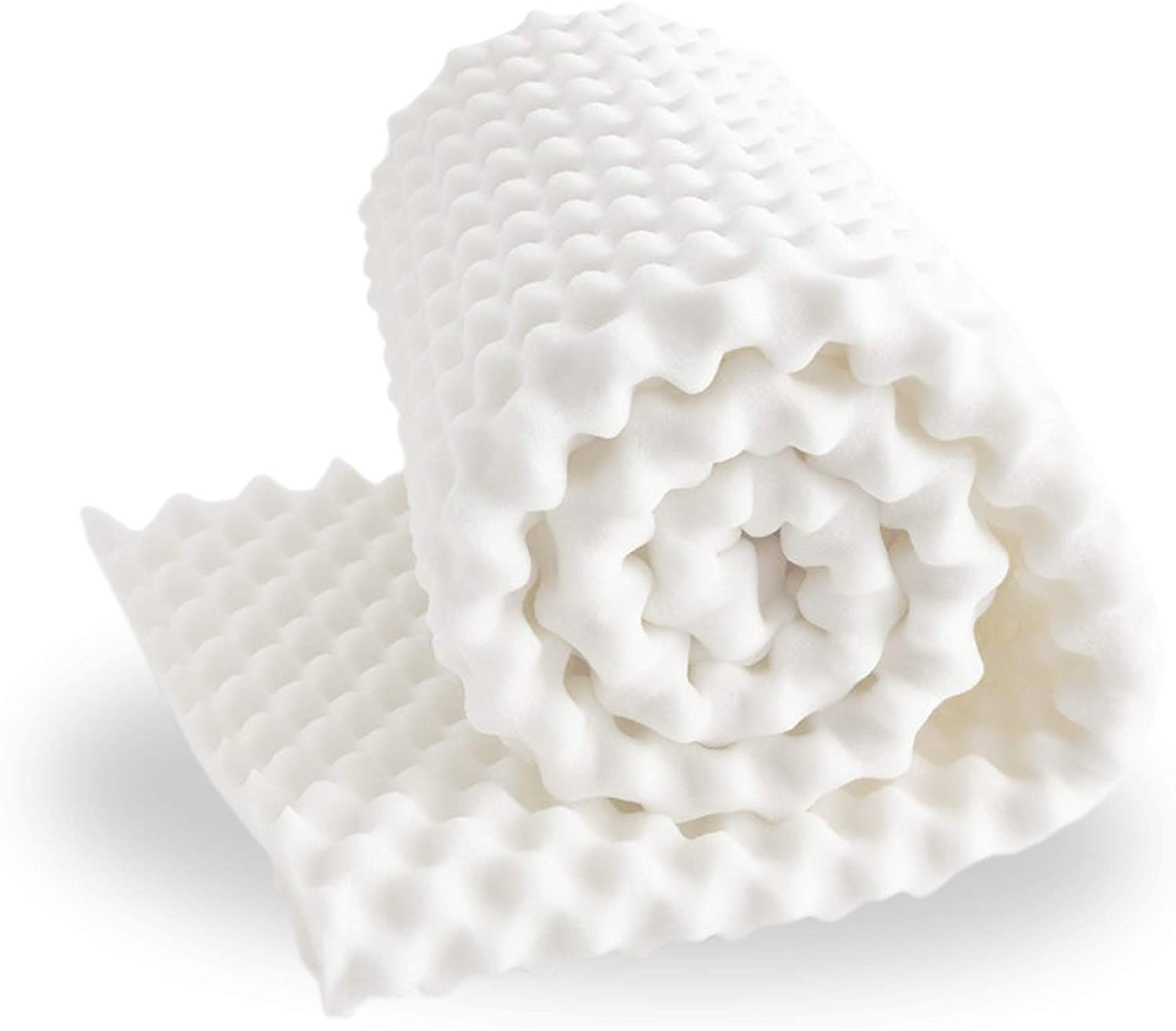 Zayton, 1-inch Convoluted Egg Shell Breathable Foam Topper, Adds Comfort to Mattress, Twin, White