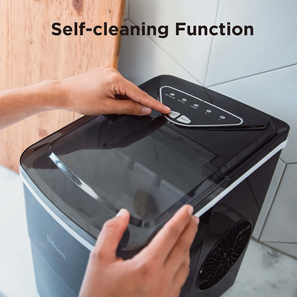 Self-Cleaning Countertop Ice Machine with Ice Scoop and Basket 