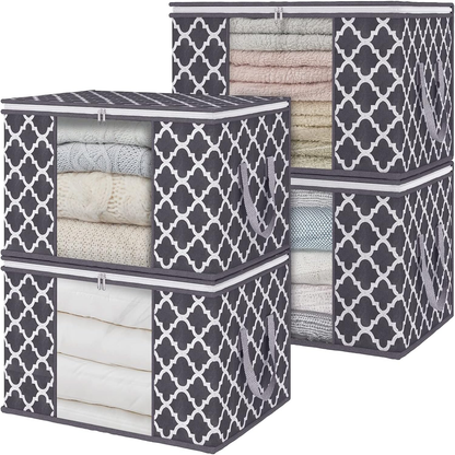 Multi Pack Large Capacity Closet Organization and Storage Containers for For Clothing & Blankets