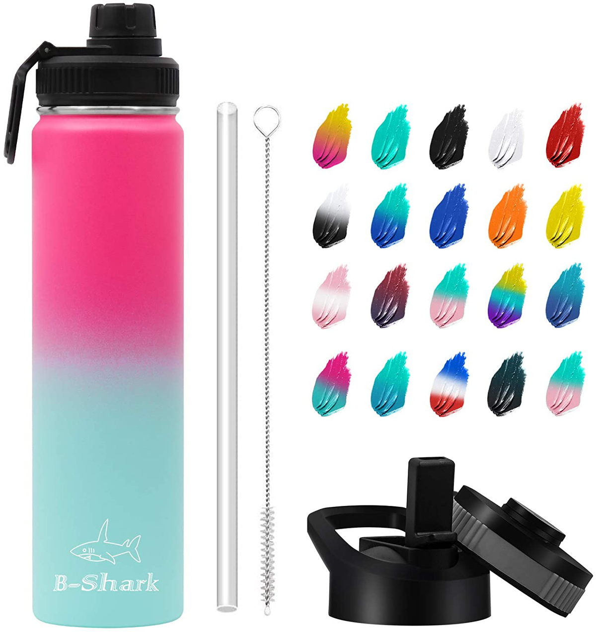 Water Bottle - 24/32/40 oz Water Bottle with Straw, Double Wall Vacuum Stainless Steel Water Bottle with 3 Option Lid Keeps Hot or Cold, Leak Proof Sports Water Bottle for Camping Travel, Office and Outdoor