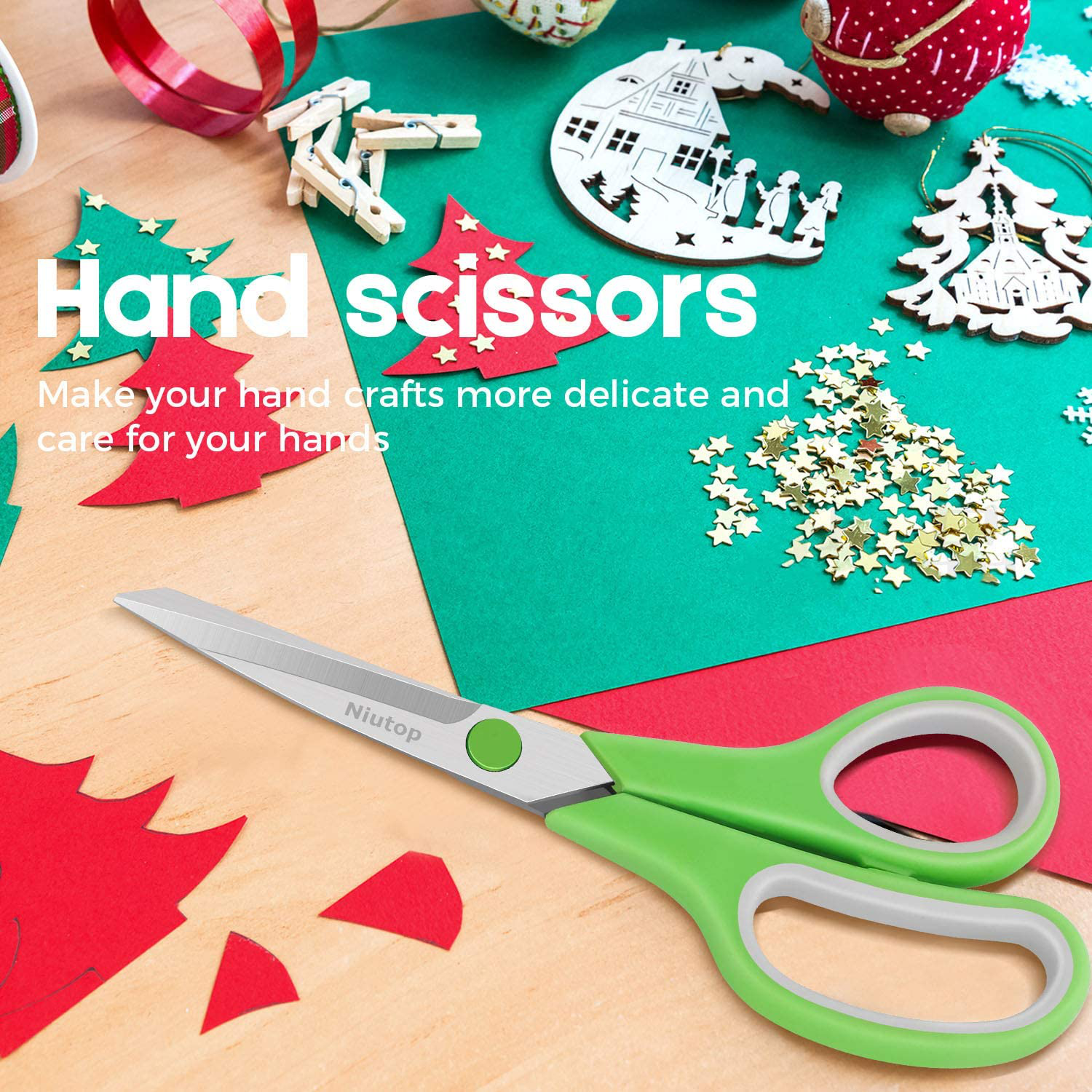 Scissors Bulk Set of 5-Pack, Niutop 8" Multipurpose Sharp Scissors for Office Home High/Middle School Student Teacher Scissor Supplies, Soft Comfort-Grip Right/Left Handles