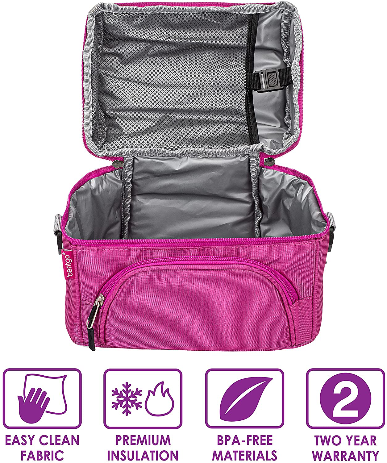 Bentgo Deluxe Lunch Bag - Durable and Insulated Lunch Tote with Zippered Outer Pocket, Internal Mesh Pocket, Padded and Adjustable Straps, & 2-Way Zippers - Fits All Bentgo Lunch Boxes (Blue)