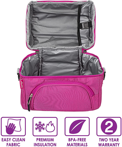 Bentgo Deluxe Lunch Bag - Durable and Insulated Lunch Tote with Zippered Outer Pocket, Internal Mesh Pocket, Padded and Adjustable Straps, & 2-Way Zippers - Fits All Bentgo Lunch Boxes (Blue)