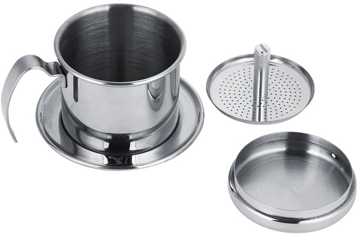 Stainless Steel Drip Coffee Filter Maker Vietnamese Style Drip Coffee Pot Infuser Ideal for on the Go/home (Gold)