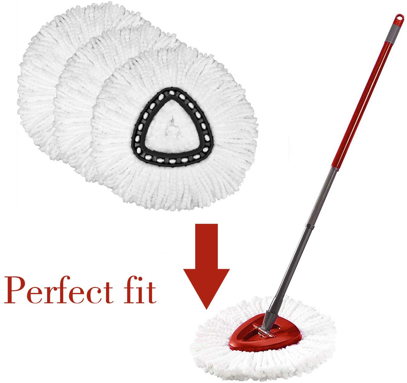 12 Pack Mop Replacement Heads Compatible with Spin Mop, Microfiber Spin Mop Refills, Easy Cleaning Mop Head Replacement