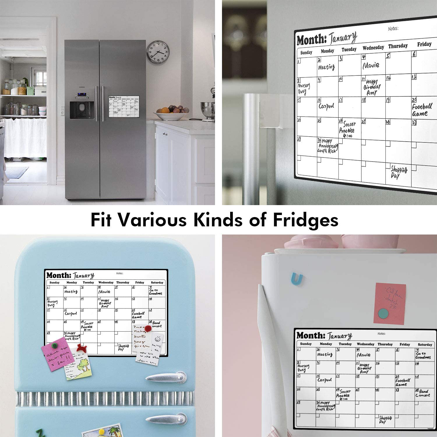 Fridge Calendar Magnetic Dry Erase Calendar Whiteboard Calendar For Refrigerator Planners 16.9 Inches X 11.8 Inches