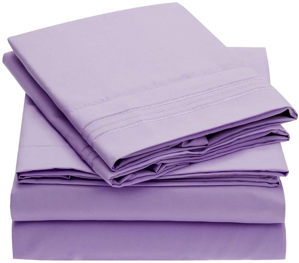 Mellanni Bed Sheet Set - Brushed Microfiber 1800 Bedding - Wrinkle, Fade, Stain Resistant - 3 Piece (Twin, Baby Blue)