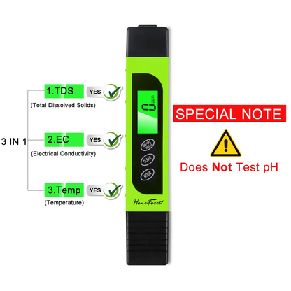 Water Quality Tester, Accurate and Reliable, HoneForest TDS Meter, EC Meter & Temperature Meter 3 in 1, 0-9990ppm, Ideal Water Test Meter for Drinking Water, Aquariums, etc.