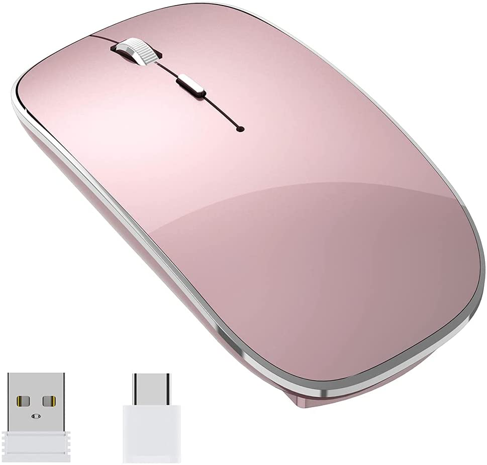 Halpilt Wireless Mouse Rechargeable, Portable, Silent Click USB-A Type-C Dual Mode 3 Adjustable DPI Business Office Leisure Home Small Mouse (Q23S Grey)