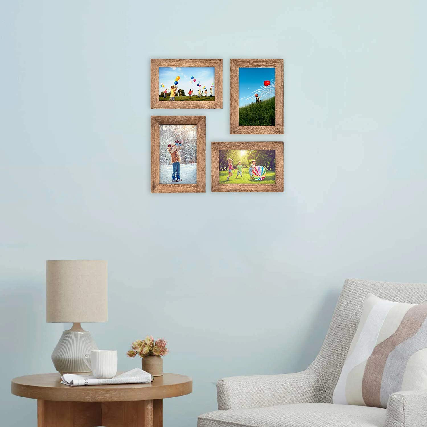Emfogo 4x6 Picture Frame Photo Display for Tabletop Display Wall Mount Solid Wood High Definition Glass Photo Frame Pack of 2 Carbonized Black