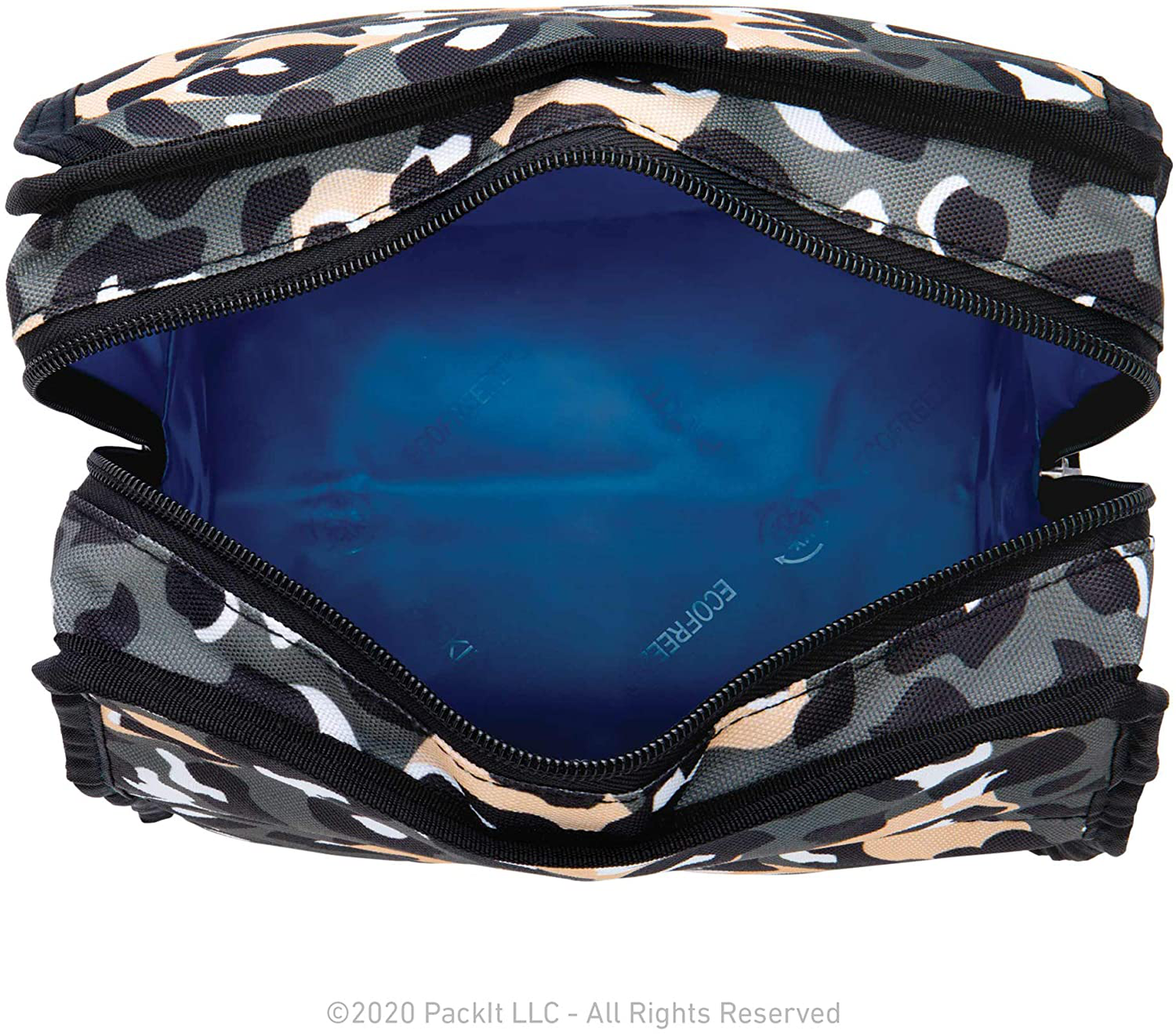 PackIt Freezable Lunch Bag with Zip Closure, Charcoal Camo