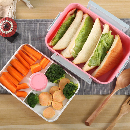 Shopwithgreen Set of 3 Salad Food Storage Container To Go, 47-oz Bento Box with Removable Tray & Dressing Pots, for Lunch, Snacks, School & Travel - Food Prep Storage Containers with Lids