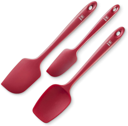 DI ORO Seamless Series 3-Piece Silicone Spatula Set - 600°F Heat Resistant Non Stick Rubber Kitchen Scraper Spatulas for Cooking, Baking, and Mixing – BPA Free and LFGB Certified Silicone (Black)