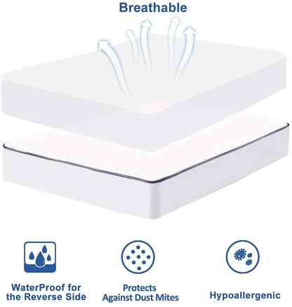 WhatsBedding Waterproof Mattress Pad Full Size Cotton Top Down Alternative Filling Pillowtop Mattress Topper Cover-Fitted Quilted(Waterproof Full)