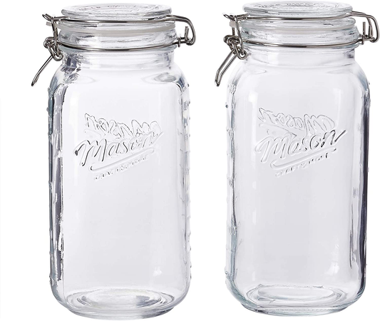 Mason Craft & More Glass Clamp Jars, 12OZ Mini 4 Pack, Clear