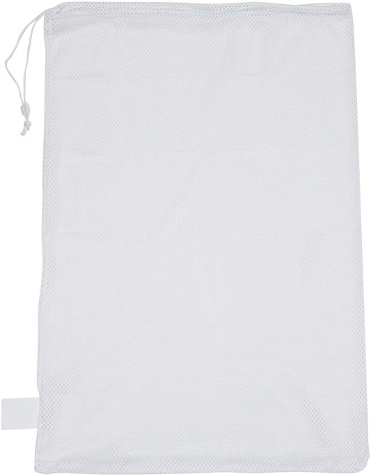 Champion Sports Mesh Sports Equipment Bag, White, 24x36 Inches - Multipurpose, Nylon Drawstring Bag with Lock and ID Tag for Balls, Beach, Laundry, 24" x 36"