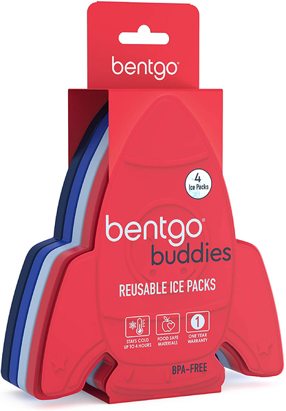 Bentgo Buddies Reusable Ice Packs - Slim Ice Packs for Lunch Boxes, Lunch Bags and Coolers - Multicolored 4 Pack (Pineapple)