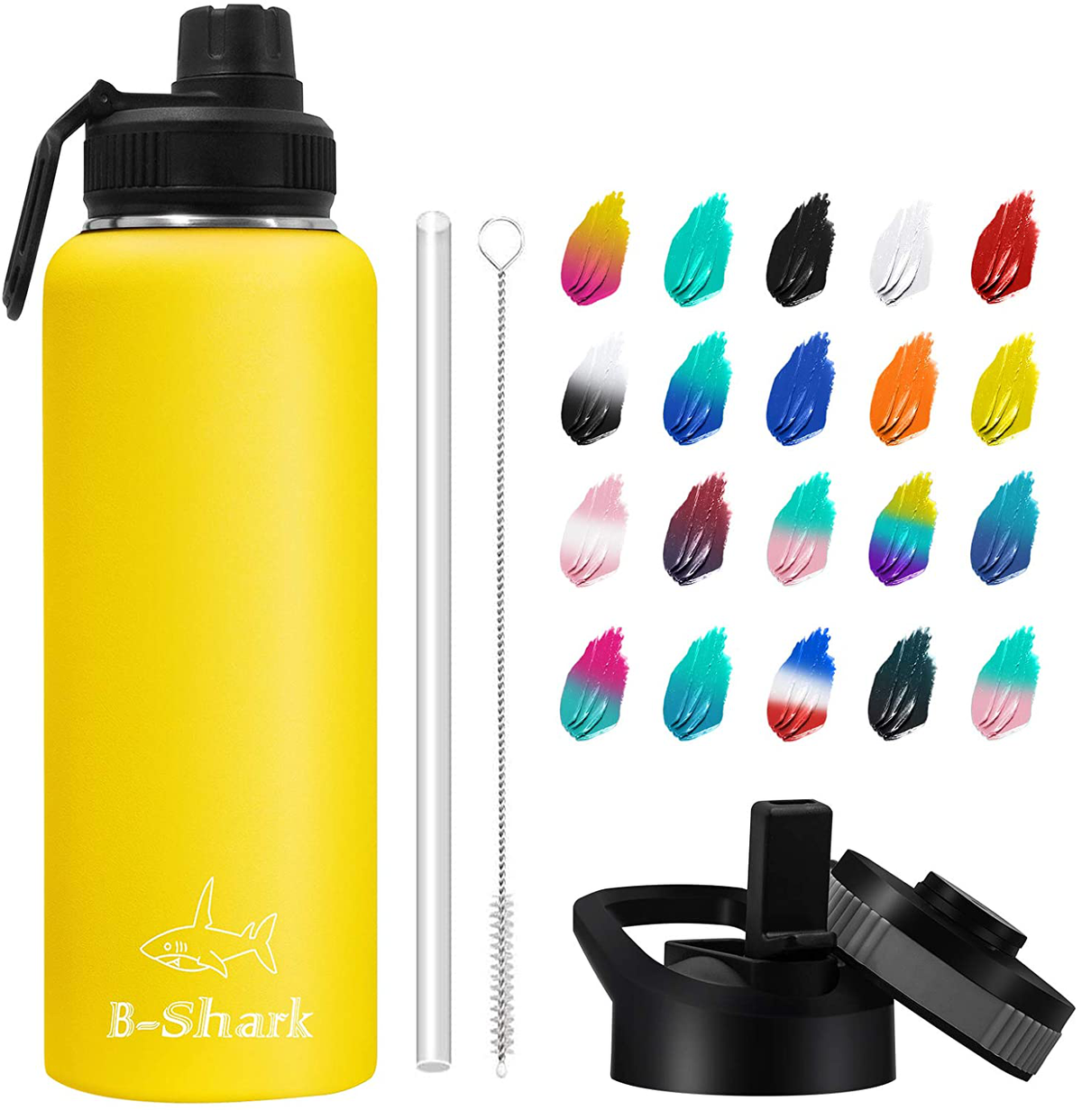 Water Bottle - 24/32/40 oz Water Bottle with Straw, Double Wall Vacuum Stainless Steel Water Bottle with 3 Option Lid Keeps Hot or Cold, Leak Proof Sports Water Bottle for Camping Travel, Office and Outdoor