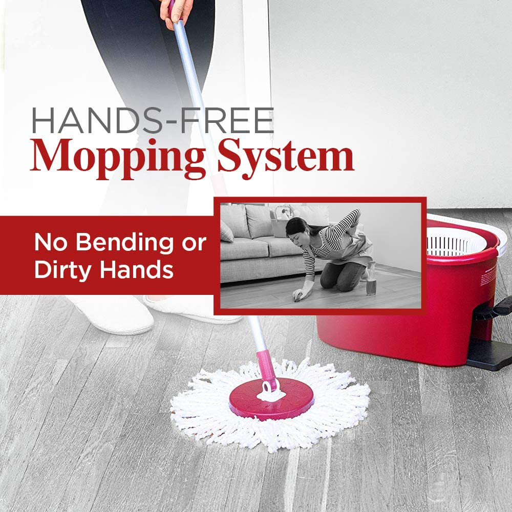 Fuller Brush Spin Mop Bucket System - Easy Wring, 360° Spin - Streak Free Floor Cleaning - 2 Microfiber Mop Heads – Plus Fuller’s Double Strength Oil Soap