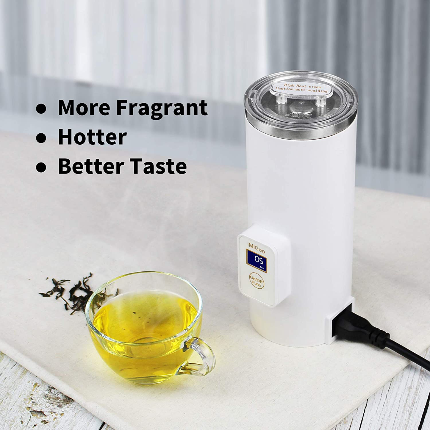 Portable Electric Coffee Maker Single Serve 8 Ounces (AC 110-120 Volts, white)