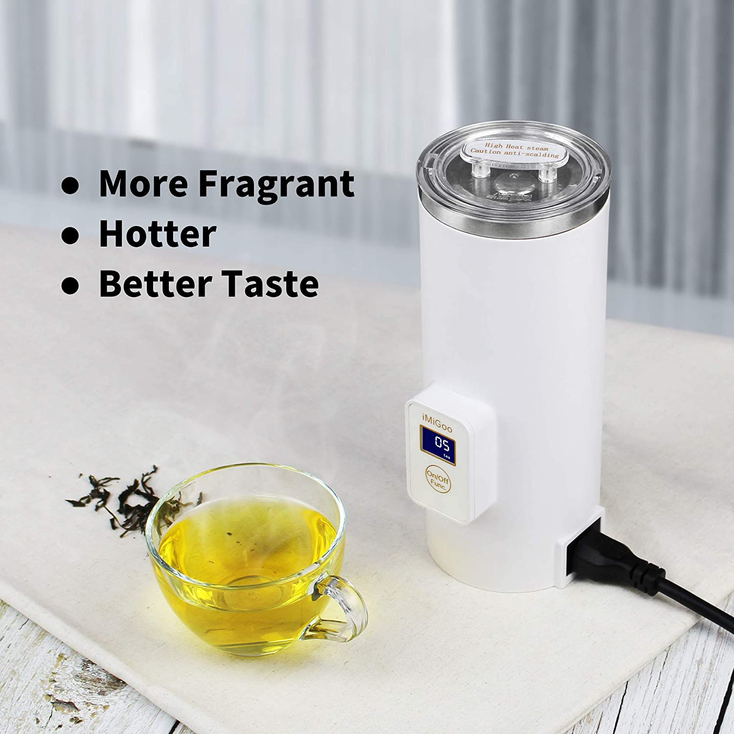 Portable Electric Coffee Maker Single Serve 8 Ounces (AC 110-120 Volts, white)