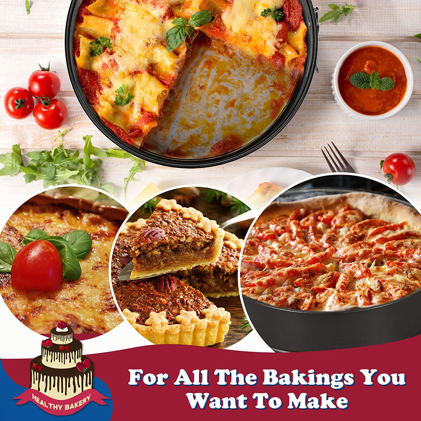 Hiware 10 Inch Non-stick Springform Pan with Removable Bottom / Leakproof Cheesecake Pan with 50 Pcs Parchment Paper