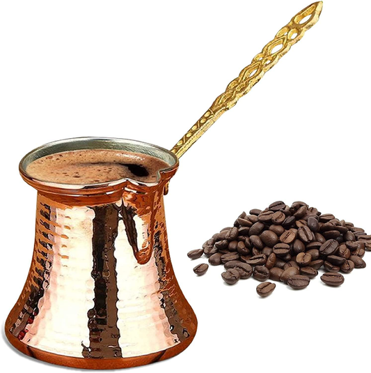 Turkish Coffee Pot, Greek Arabic Coffee Maker, Hammered Copper Coffee Cezve, Small Pot, Stove Top Coffee Maker (5 Pots set)
