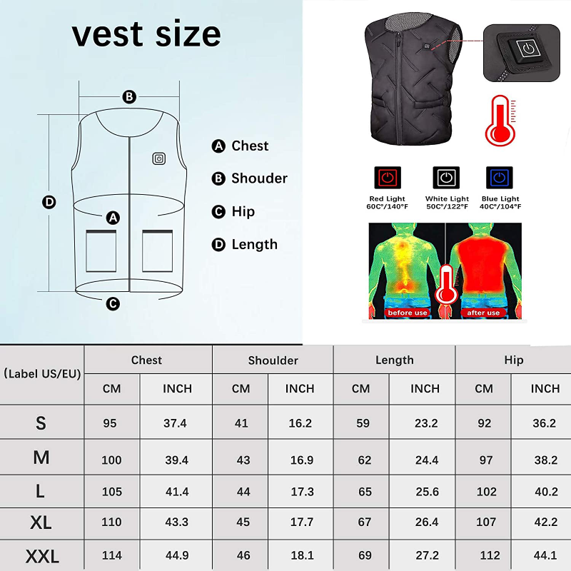 Heated Thermal Vest - USB Electric Vest for Men & Women 