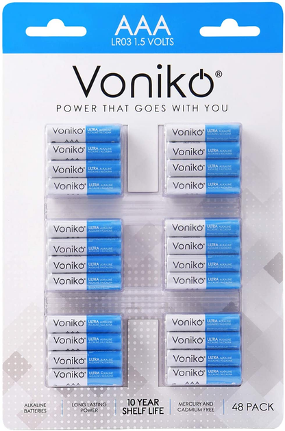 Premium Grade AAA Batteries - 24/48/100 Packs - Alkaline - Ultra Long-Lasting - 10-Year Shelf Life
