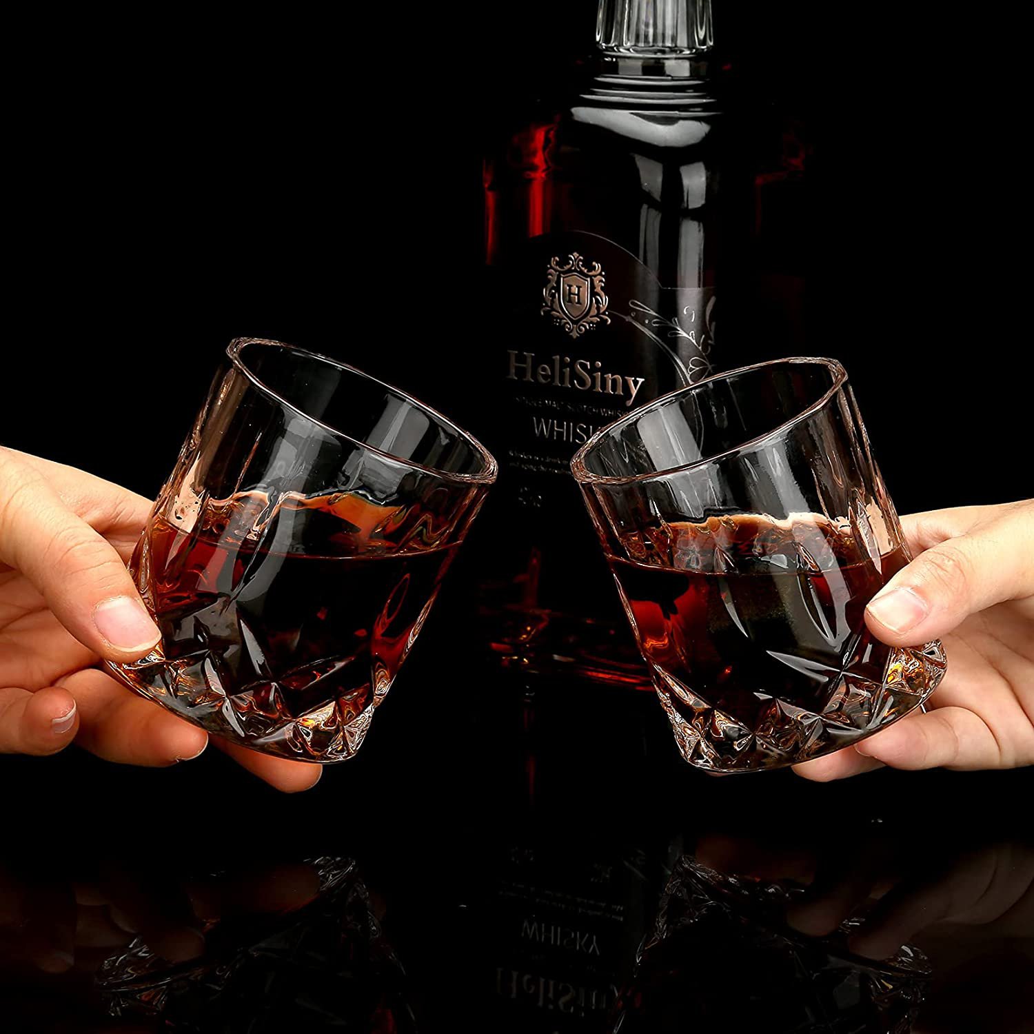 Whiskey Stones Gift Set - Whiskey Glass Set of 2 - Stainless Steel Chilling Whiskey Cubes - Scotch Bourbon Whiskey Glass Gift Box Set - Best Drinking Gift for Men Dad Husband Birthday Holiday Present