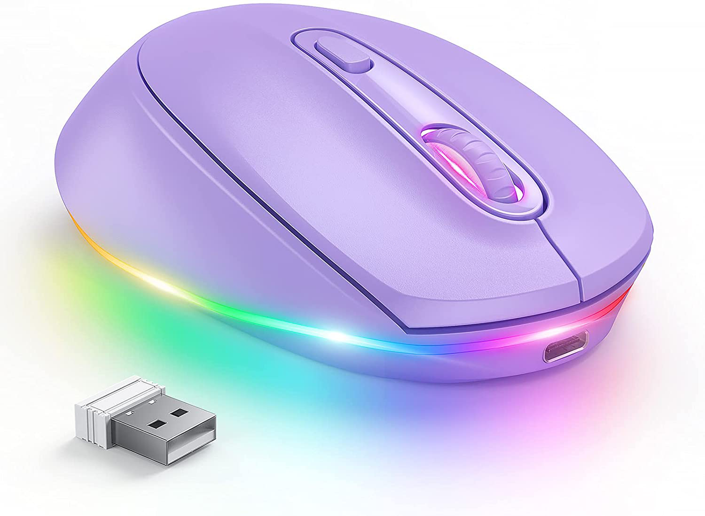 seenda Wireless Mouse, Ultra Quiet LED Light Up Mouse with USB Receiver, Rechargeable Cordless Mice and 3 Adjustable DPI for PC Laptop Computer Chromebook, Mint Green