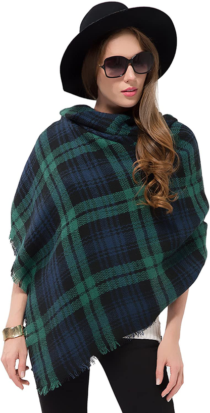 Trendy Plaid Blanket Scarf Women Big Oversized Long Scarves Warm Winter Tartan Checked Shawl Wrap Scarf Gift