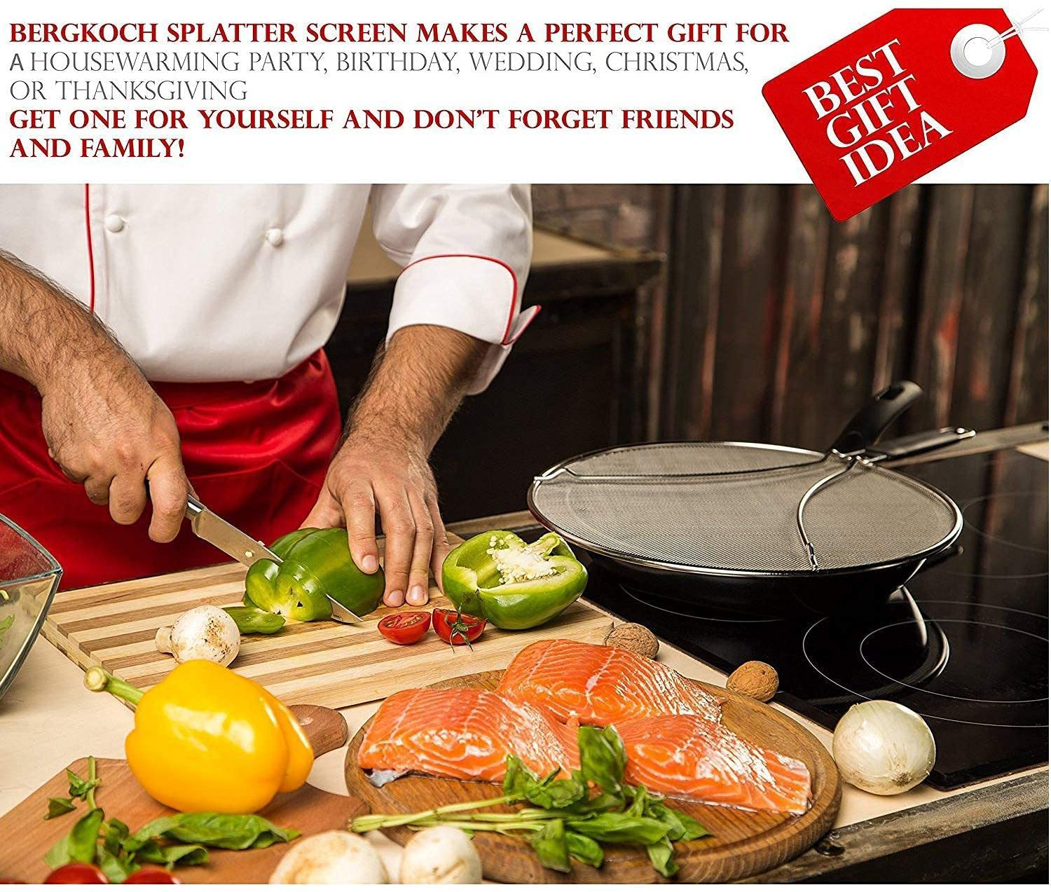 Grease Splatter Screen for Frying Pan 15" - Stops 99% of Hot Oil Splash - Protects Skin from Burns - Splatter Guard for Cooking - Iron Skillet Lid Keeps Kitchen Clean - Stainless Steel (15 inch)