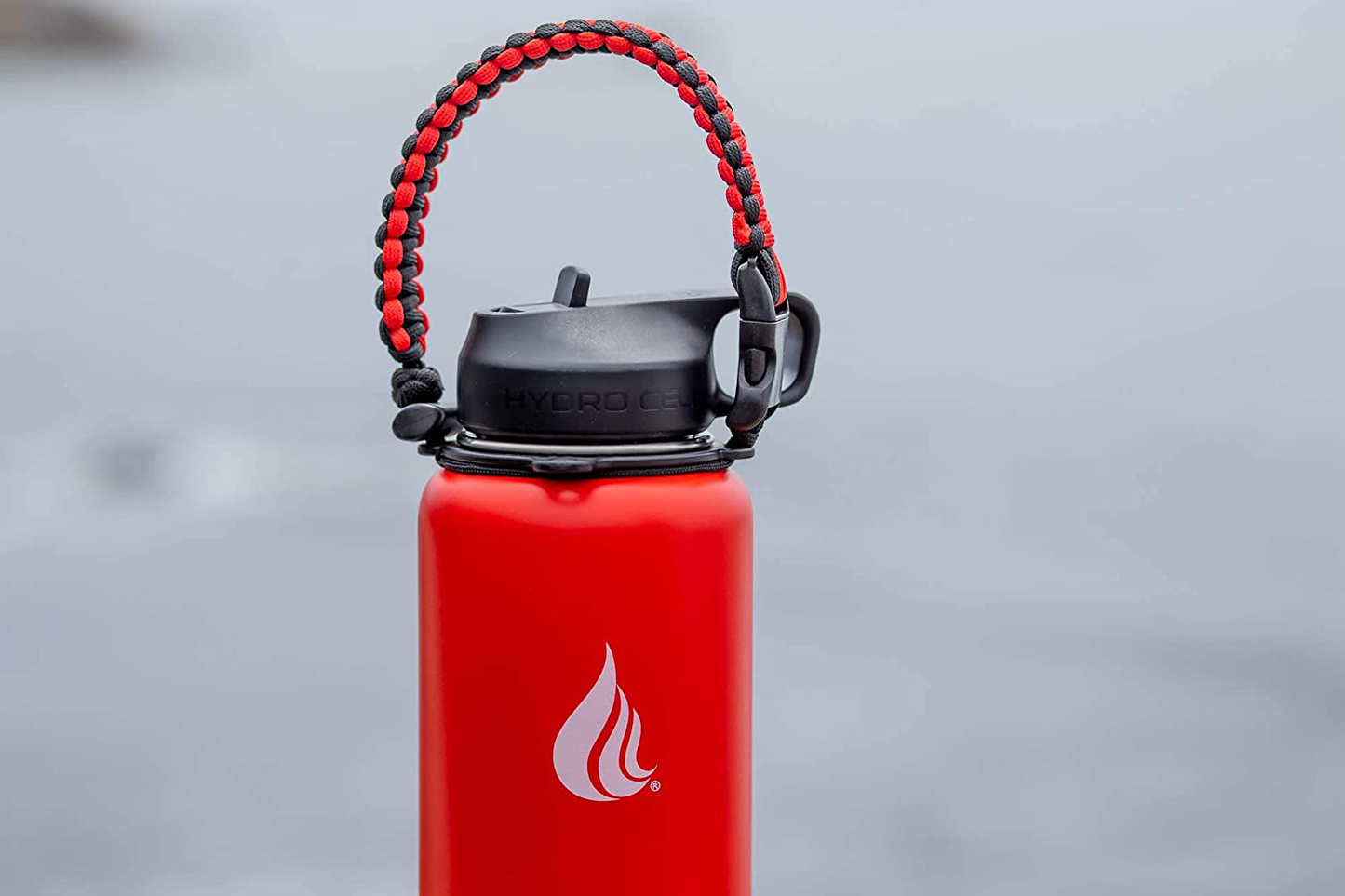  Wide Mouth Paracord Handle - Strap Carrier with Safety Ring and Carabiner - Compatible with 18, 24, 32, 40, and 64 oz Stainless Steel Water Bottles