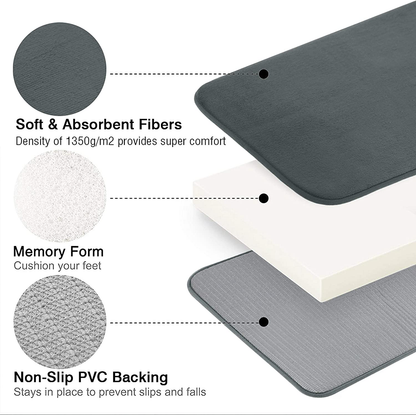 Memory Foam Bathroom Rugs Non-Slip Water Absorbent Fast Dry Luxury Soft Bath mat