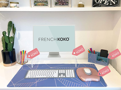 French Koko Large Mouse Pad, Desk Mat, Keyboard Pad, Desktop Home Office School Essentials College Cute Decor Big Extended Laptop Protector Computer Accessories Pretty Mousepad Women Girls XL