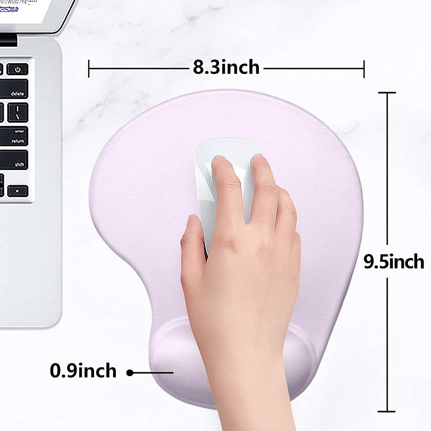Hsurbtra Ergonomic Mouse Pad with Wrist Rest Support, Gel Mouse Pads with Non-Slip PU Base, Pain Relief Memory Foam Mousepad for Laptop PC, Cute Office Supplies Desk Decro Accessories Vanilla Purple