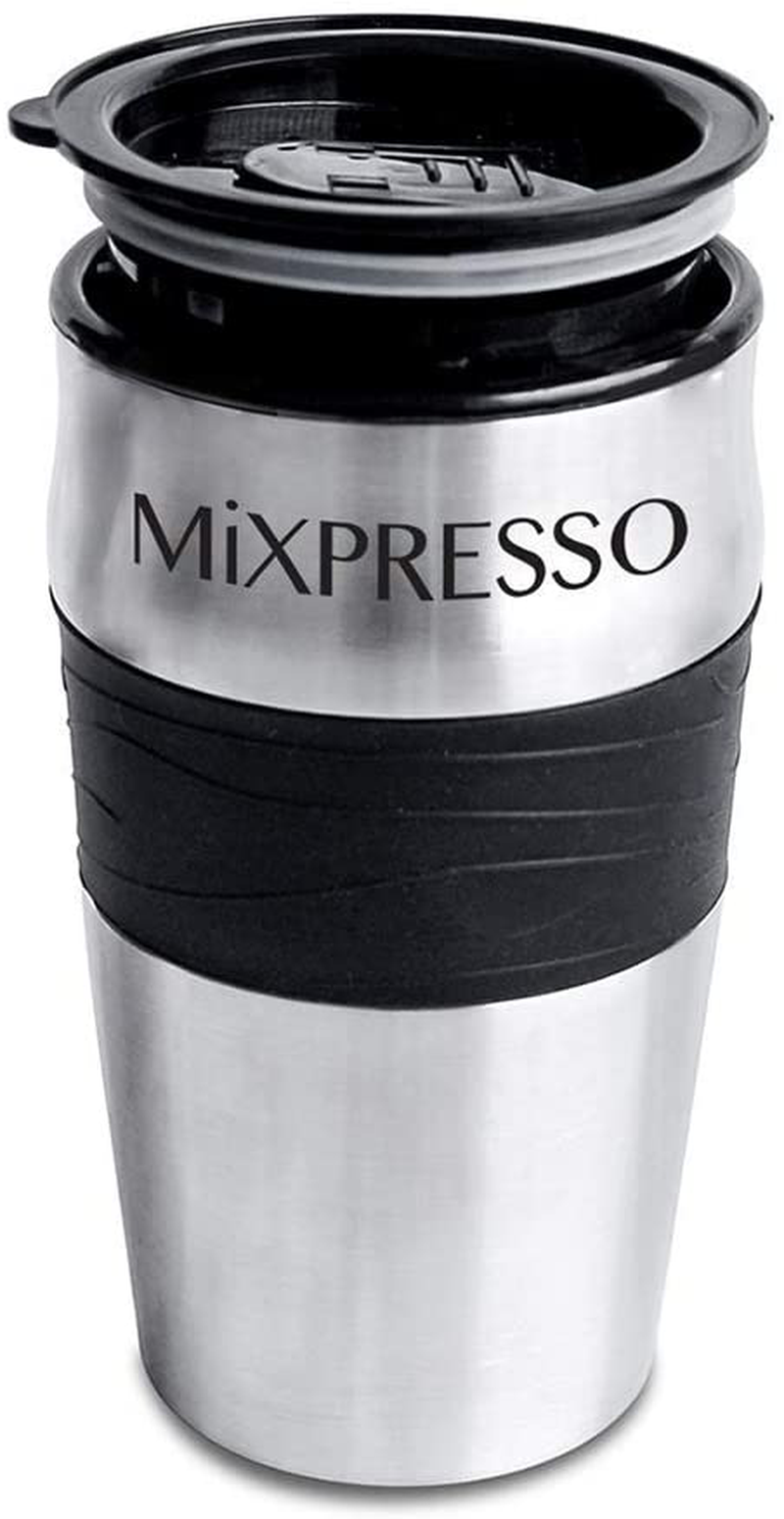 Mixpresso 2-In-1 Single Cup Coffee Maker & 14oz Travel Mug Combo | Portable & Lightweight Personal Drip Coffee Brewer & Tumbler Advanced Auto Shut Off Function & Reusable Eco-Friendly Filter