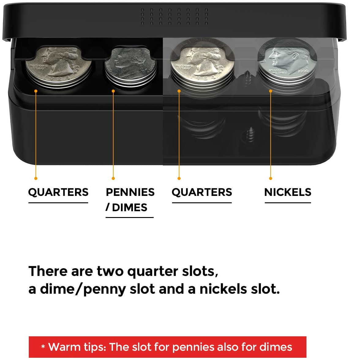 JoyTutus Coin Holder for Car Change Organizer Universal Storage Coin Money Dispenser Compatible with Most Car Trucks Accessories(2 Pack)