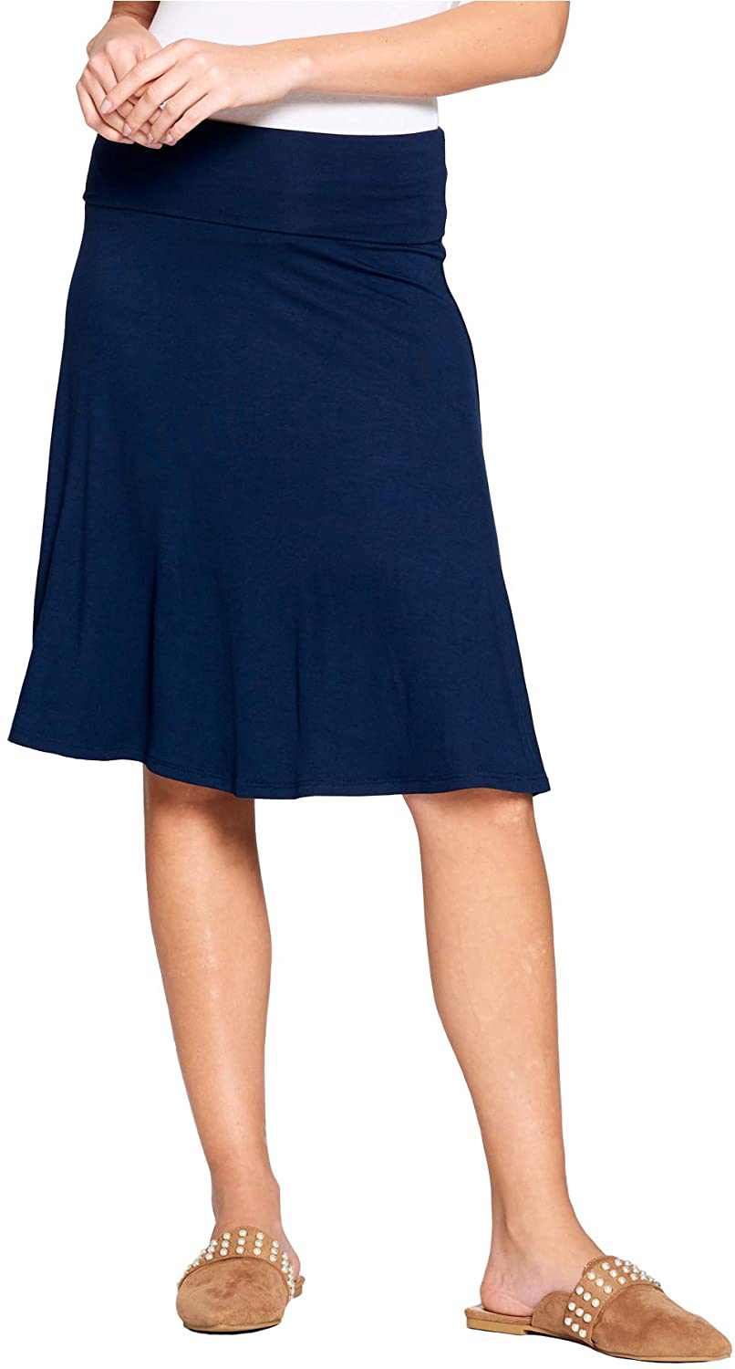 Popana Womens Casual Knee Length A-Line Stretch Midi Skirt Plus Size Made in USA