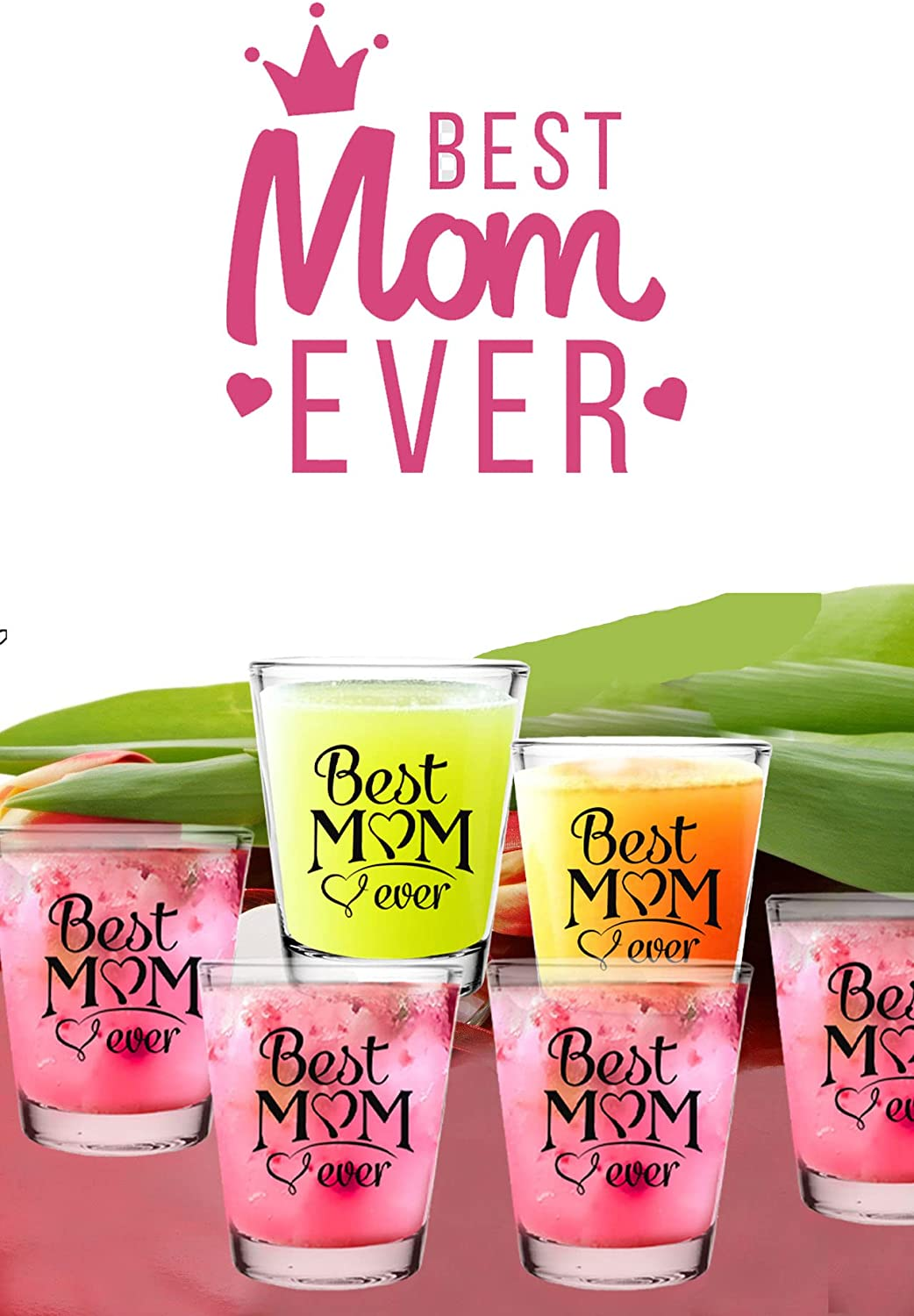 Set of 6 Best Mom Shot Glasses Gift Set  2oz Each