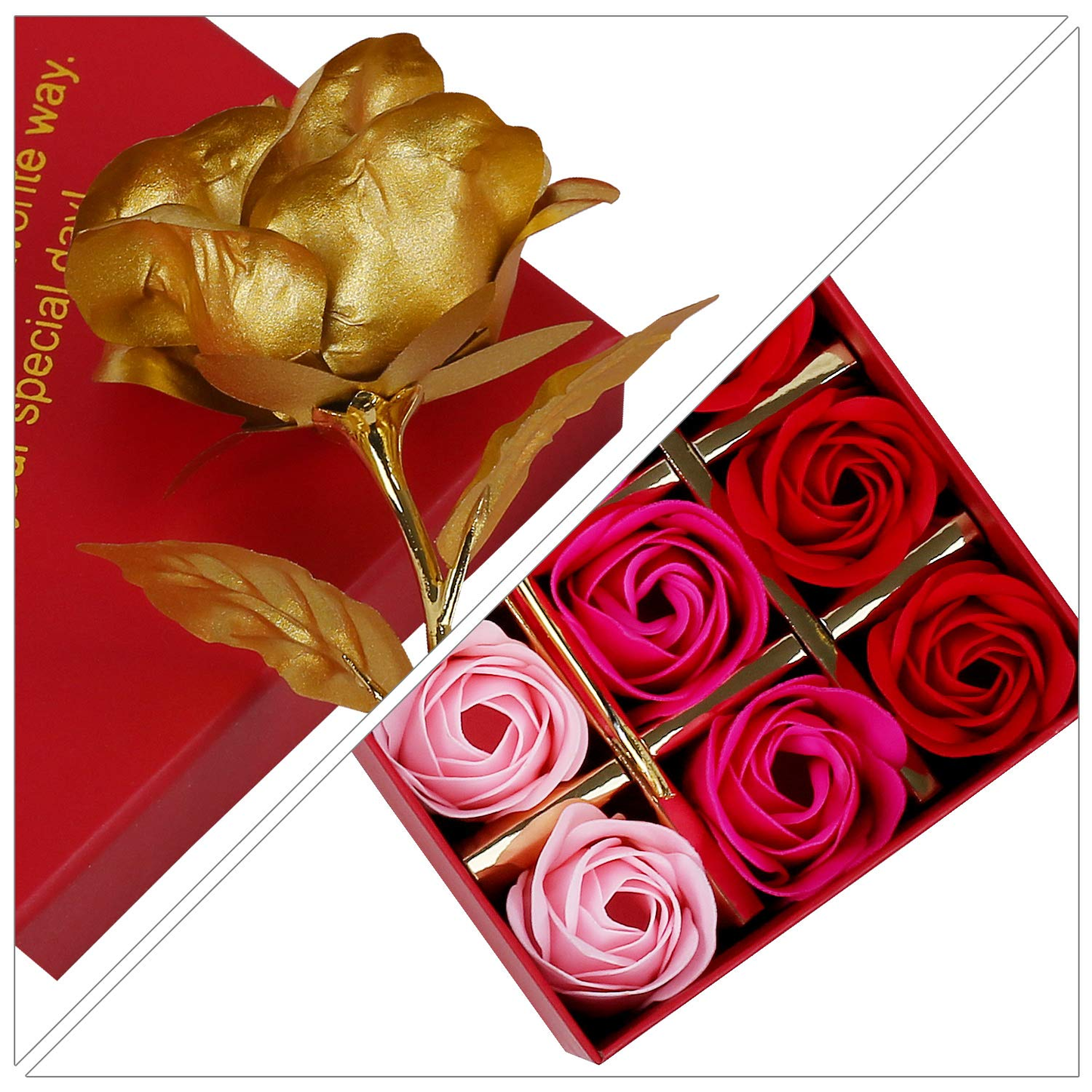 Floral Scented Bath Soap Rose Flower Petals, Plant Essential Oil Rose Soap Set