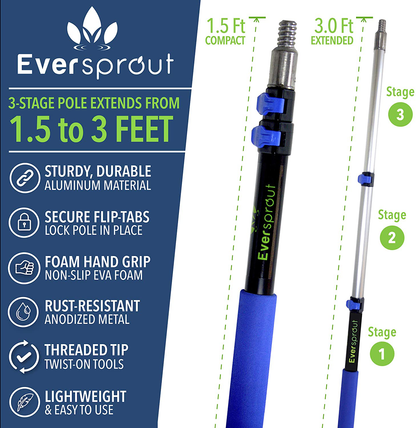 EVERSPROUT 1.5-to-3.5 Foot Scrub Brush | Built-in Rubber Bumper | Lightweight Extension Pole Handle | Soft Bristles wash Car, RV, Boat, Solar Panel, Deck | No Scratch Brush