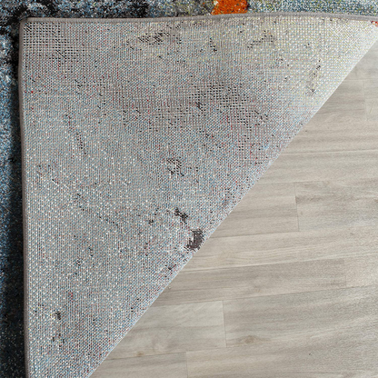 Safavieh Glacier Collection GLA125B Modern Abstract Non-Shedding Stain Resistant Living Room Bedroom Runner, 2'3" x 8' , Blue / Multi