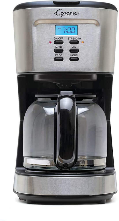 Capresso 12-Cup Coffee Maker with Glass Carafe, Stainless and Black 416.05