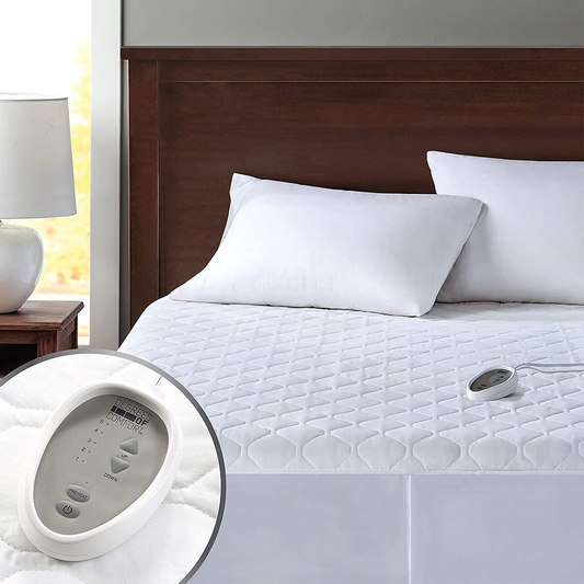 Degrees of Comfort Dual Control Heated Mattress Pad Queen Size | Zone Heating Electric Bed Warmer W/ Auto Shut Off | Fit Up to 15 Inch | 12.5ft Long Cord - 60x80 Inch, White